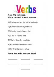 English worksheet: Verbs