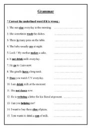 English worksheet: grammar revision