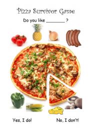 English Worksheet: Pizza Survivor Game