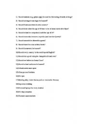 English Worksheet: Exposition/Debate Topics