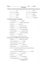 English Worksheet: Countable noun and Uncountable noun