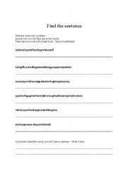 English worksheet: Find the sentence