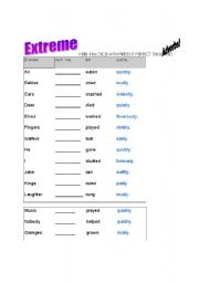 English worksheet: Extreme Verb Practice: Present Perfect Tense with Adverbs