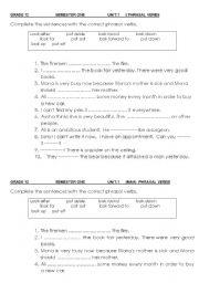 English Worksheet: some phrasal verbs