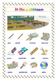 English Worksheet: In the classroom (pictionary) 2/2
