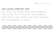 English worksheet: TEN LITTLE PUMPKINS