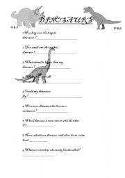 English Worksheet: Dinosaurs Internet Activity