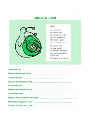 English Worksheet: can a snail...?