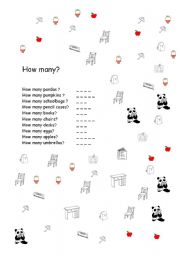 English worksheet: How many? count and write the number words