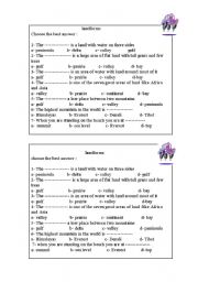 English Worksheet: LandForms Work Sheet