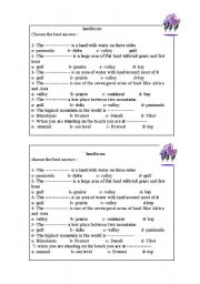 English Worksheet: LandForms Work Sheet