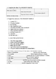 English worksheet: PRESENT SIMPLE