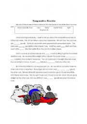 English worksheet: Race Car Comparatives