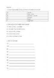 English worksheet: test numbers