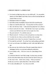 English Worksheet: Present Perfect or Simple Past