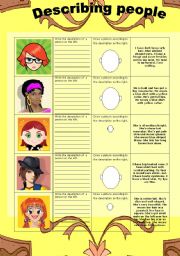 English Worksheet: describing people