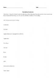 English worksheet: Podcasting vocabulary