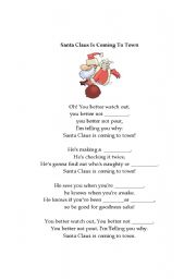 English Worksheet: Santa Claus is coming to town