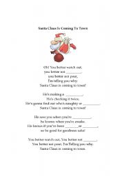 English worksheet: Santa Claus is coming to town