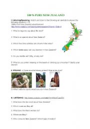 English Worksheet: 100 PURE NEW ZEALAND - Maori culture video and speaking tasks + KEY