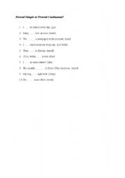 English worksheet: Present Simple or Present Continuous