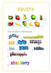 English Worksheet: FRUITS