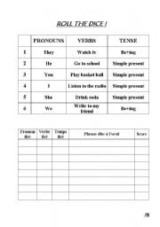 English Worksheet: Roll the dice!