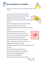 English Worksheet: All you need is Love - beatles