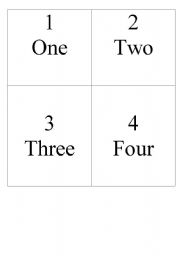 English worksheet: Numbers 1 to 25 flashcards