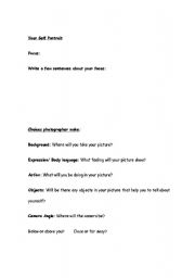 English Worksheet: self portrait