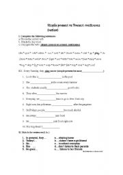 English worksheet: Present simple versus Present continuous