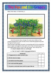 English Worksheet: THE FOX AND THE GRAPES