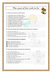 English Worksheet: the past of the verb to be