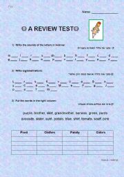 English Worksheet: Review Test (2 pages)