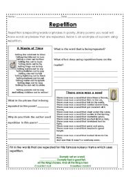 English Worksheet: Repetition in Poetry