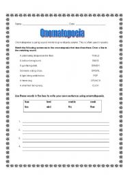 English worksheet: Onomatopoeia in Poetry