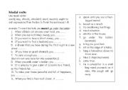 English worksheet: Modal verbs and superstitions