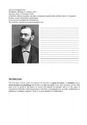 English worksheet: A biography of Alfred Nobel