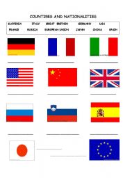 English Worksheet: COUNTRIES AND NATIONALITIES