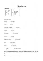 English worksheet: Have/has got exercises