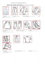 English Worksheet: Clothes