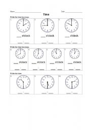 English Worksheet: Telling Time Practice