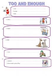 English worksheet: TOO AND ENOUGH 2/ 5