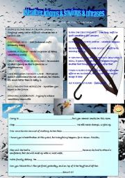 English Worksheet: Weather idioms part I