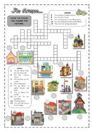 English Worksheet: IN TOWN