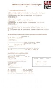 English Worksheet: song u2 fill the gap present perfect