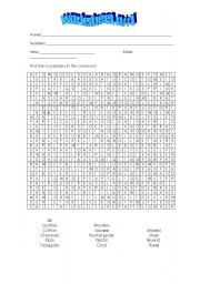 English worksheet: crossword 