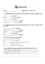 English Worksheet: english test simple present