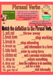 English Worksheet: phrasal verbs