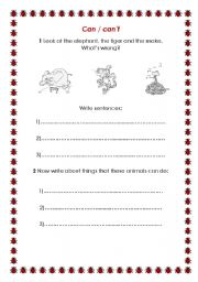 English worksheet: Can/ cant